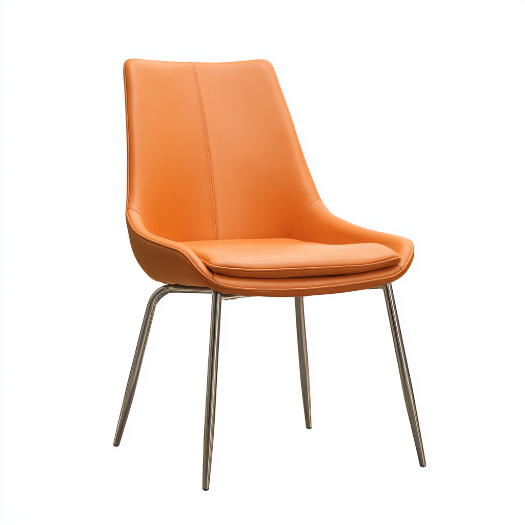 chaise de salle à manger moderne en cuir avec pieds en métal