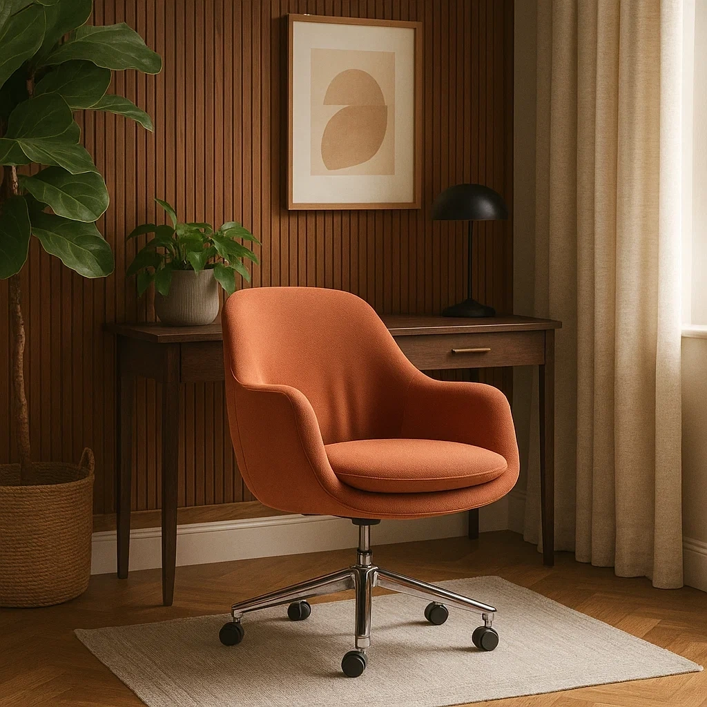 chaise de bureau pivotante en tissu avec roulettes