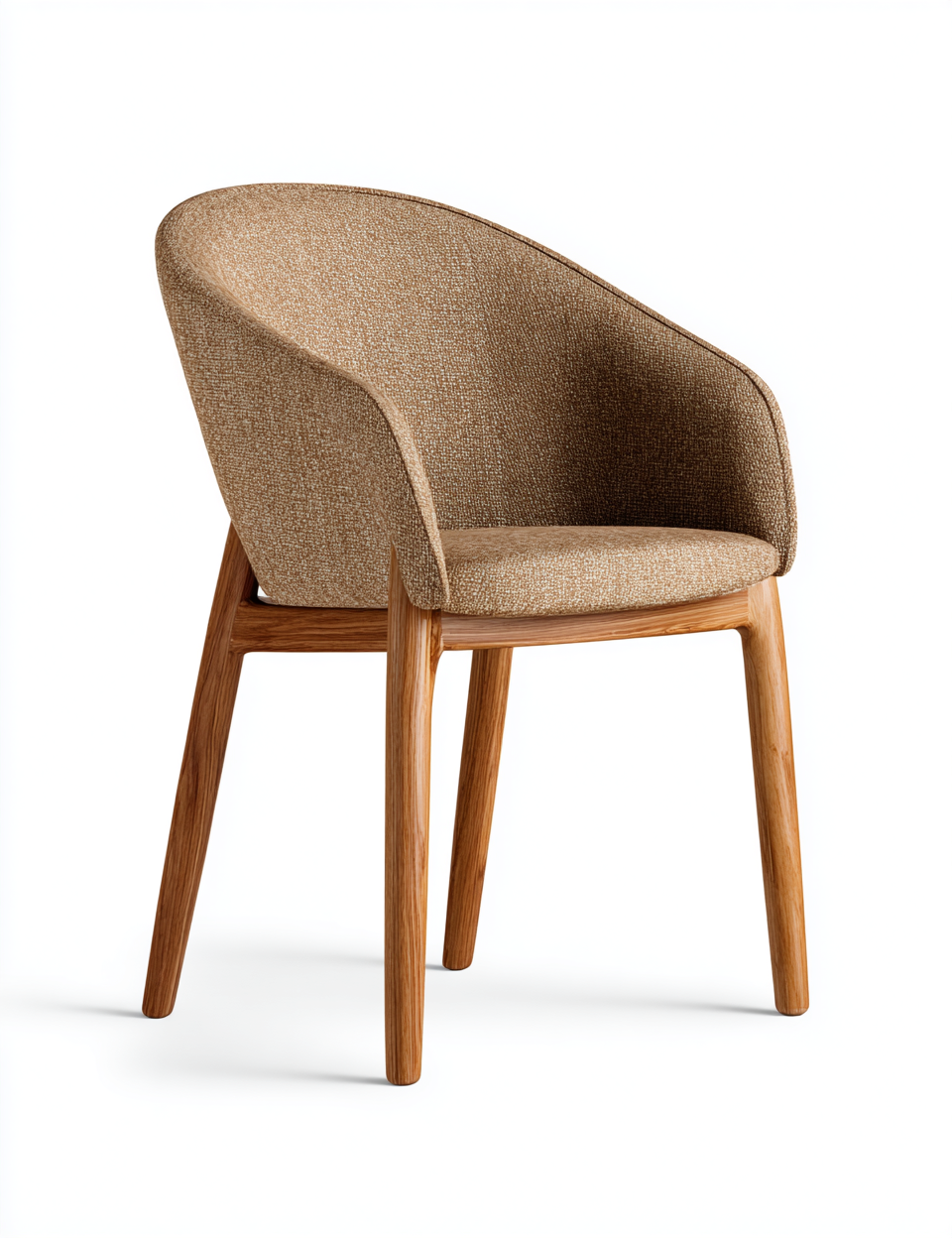 Chaise de salle à manger avec structure en bois massif et assise en tissu brun