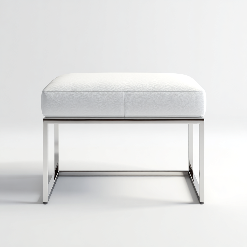 Tabouret baroque noir avec coussin blanc rembourré