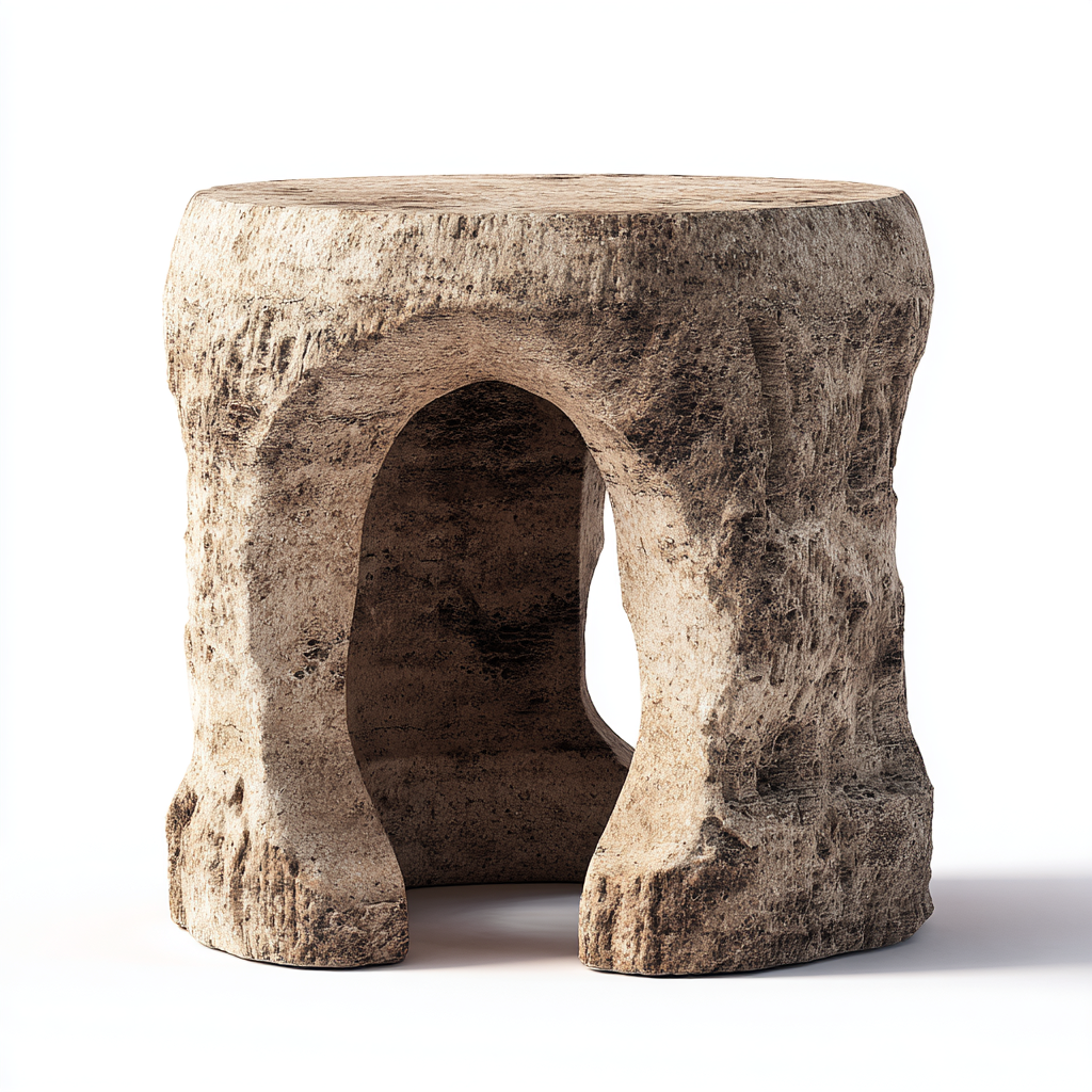 Table d appoint en pierre sculptée rustique