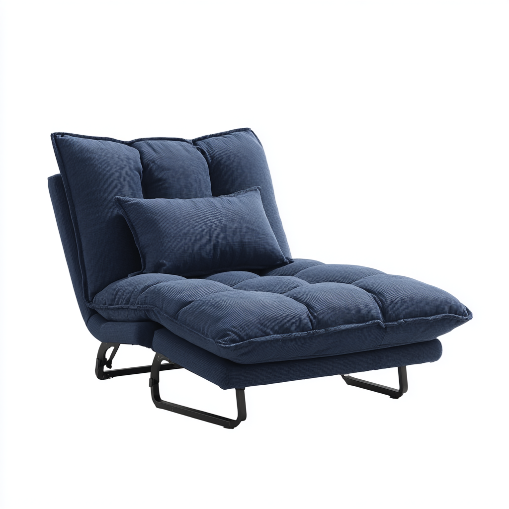 Chaise longue convertible en tissu bleu avec coussin d’appoint