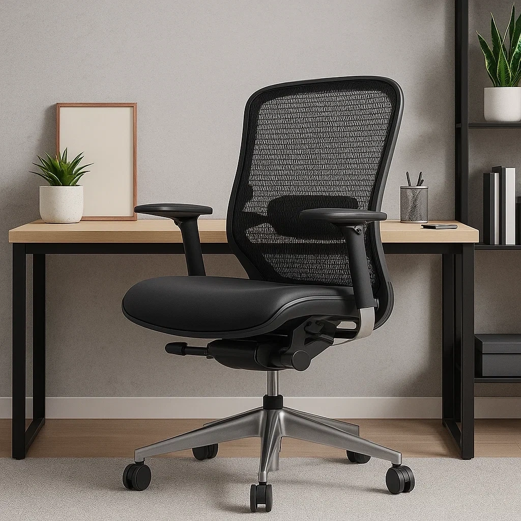 Chaise de bureau ergonomique en maille avec assise rembourrée et base en métal
