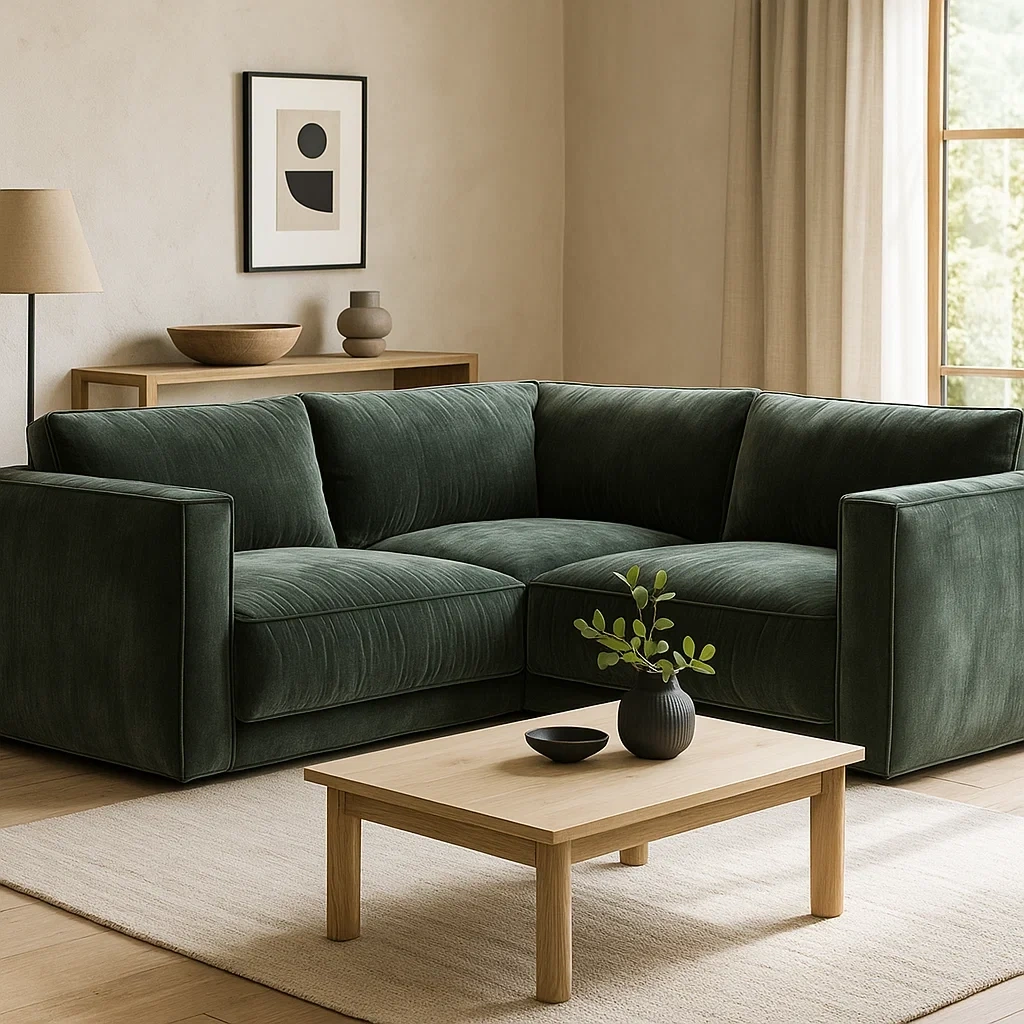 Canapé d'angle en L en velours