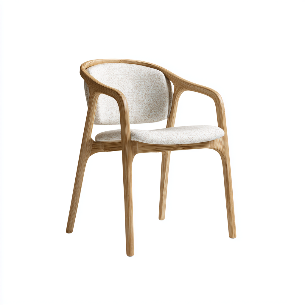 Chaise moderne en bois avec accoudoirs et assise rembourrée