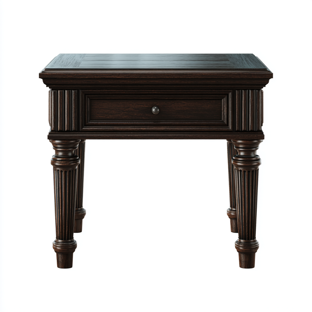 Table de chevet classique avec tiroir et pieds sculptés
