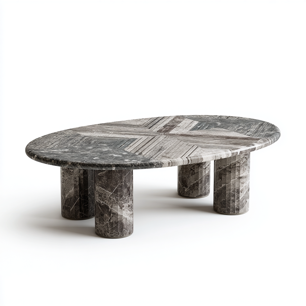 Table basse ovale en marbre gris