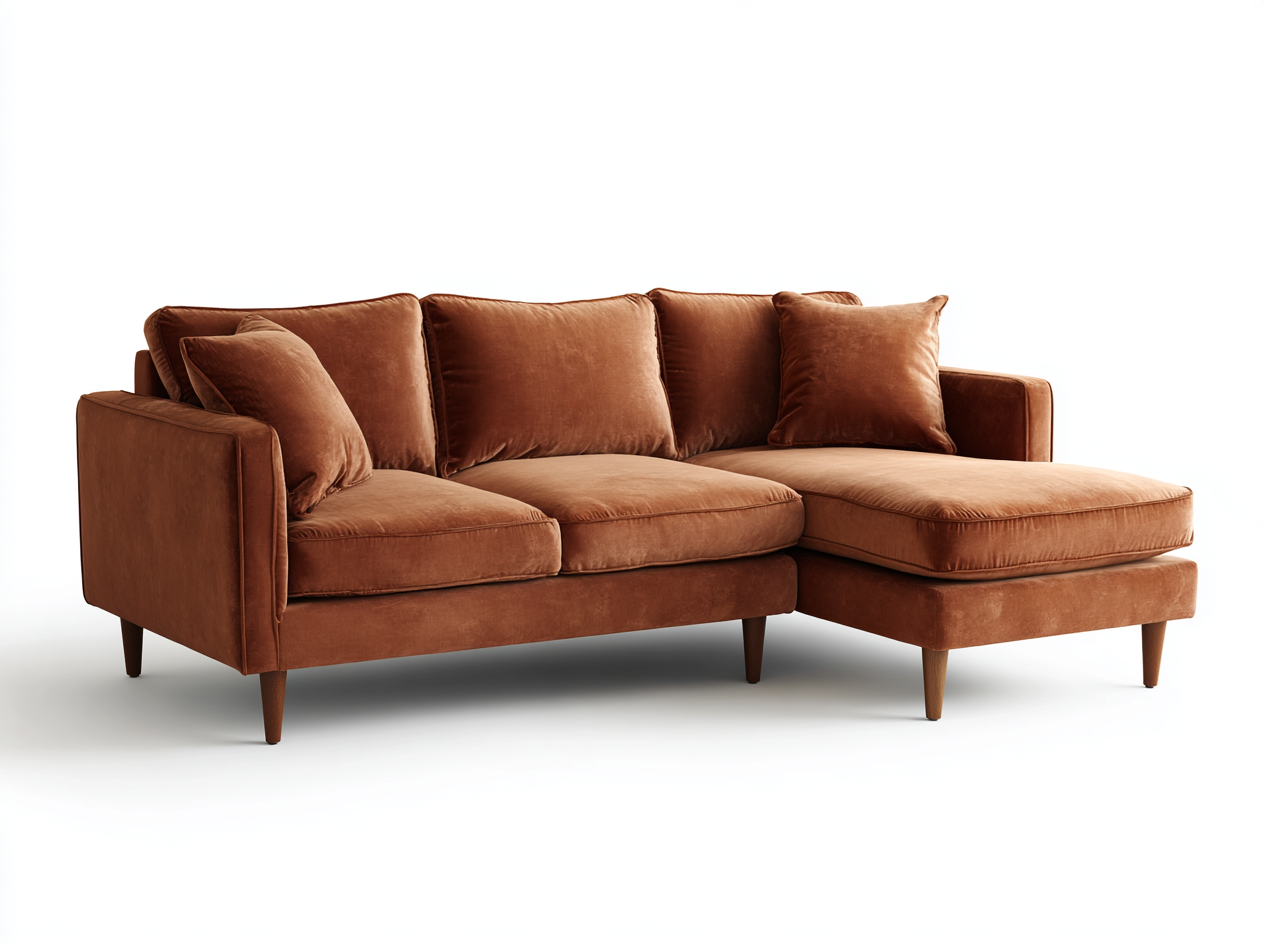 Canapé en velours avec méridienne