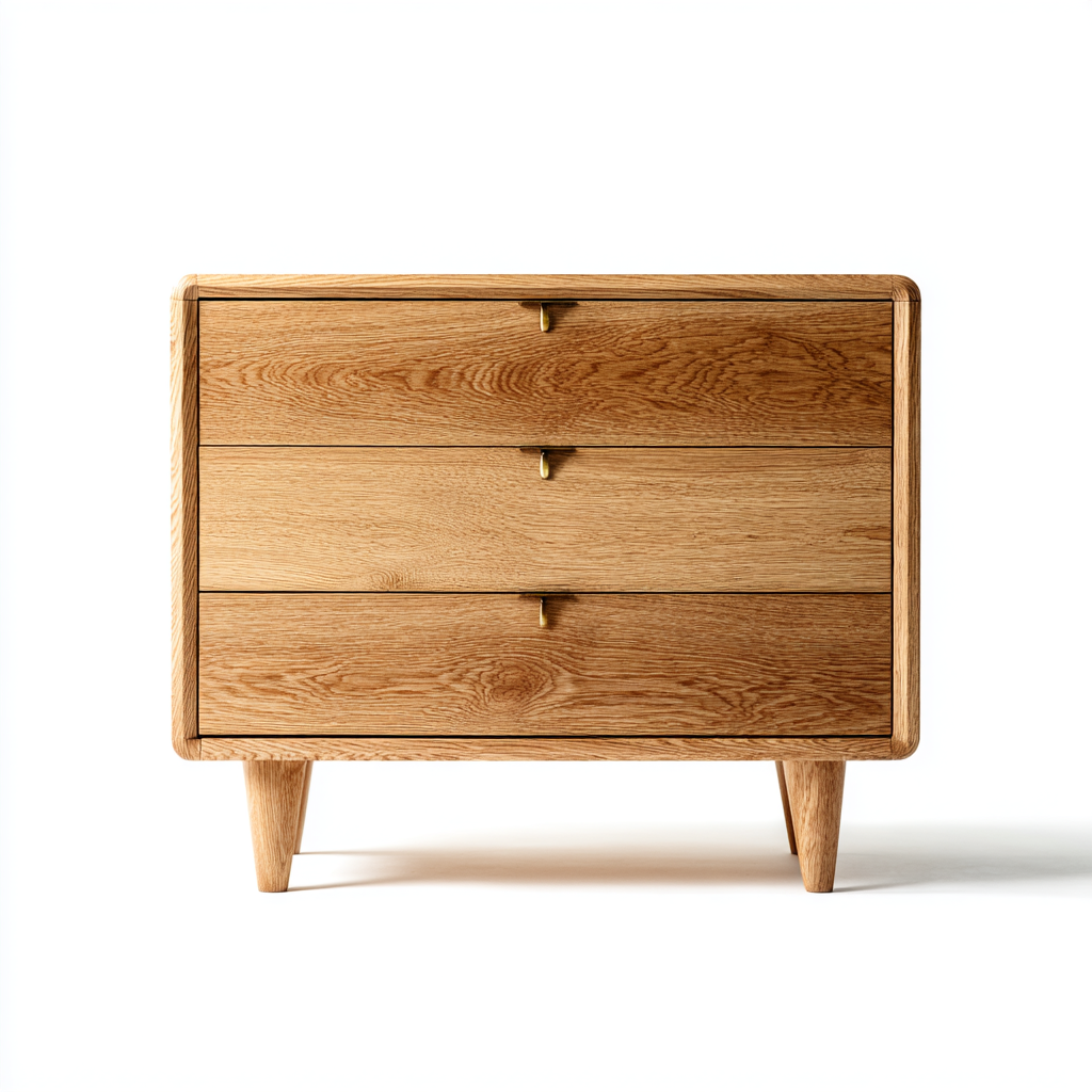 Commode moderne en chêne à trois tiroirs