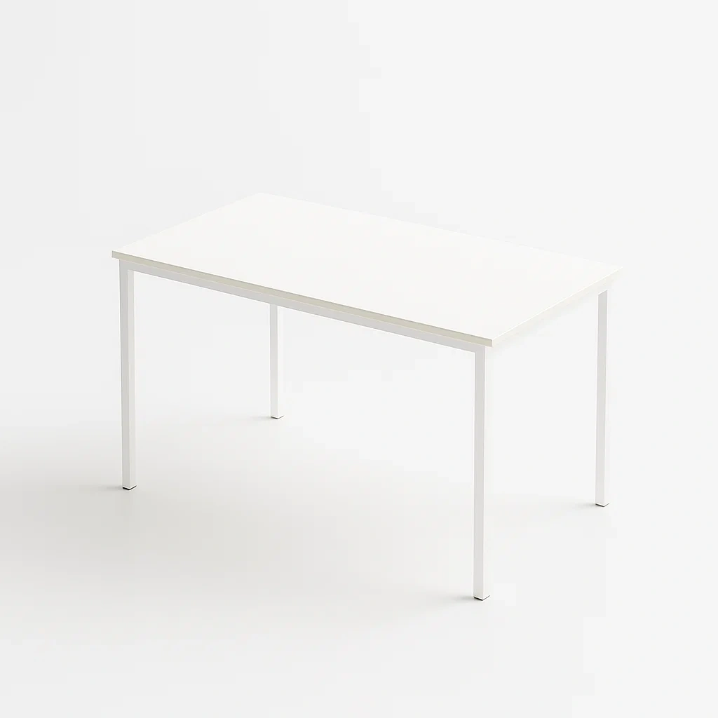 Bureau moderne minimaliste blanc avec structure en métal
