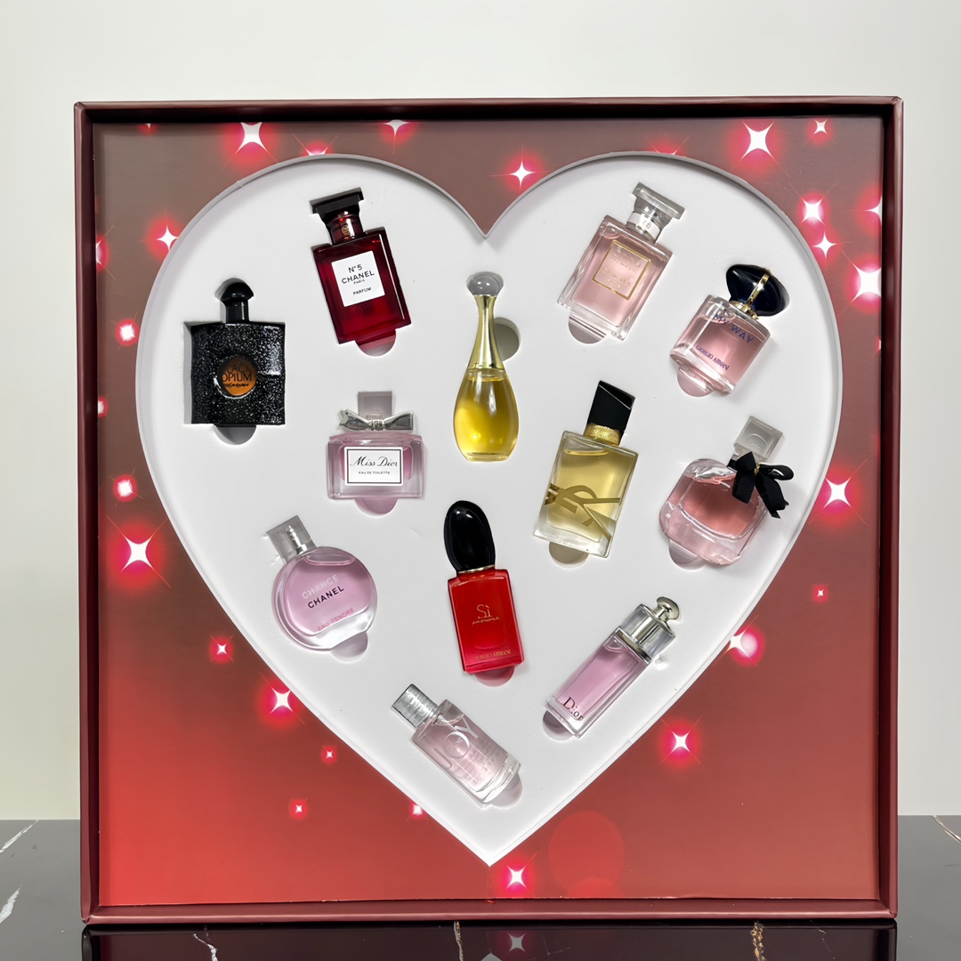 12-piece Mini Perfume Set in Heart-shaped Gift Box