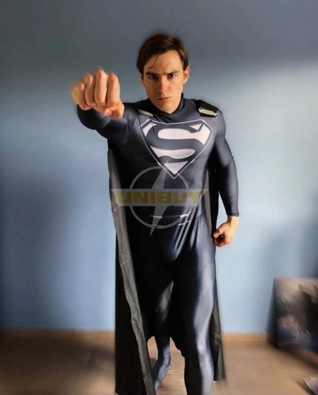 Superman Costume Cosplay Black Suit Clark Kent Crisis on Infinite Earths Unibuyplus