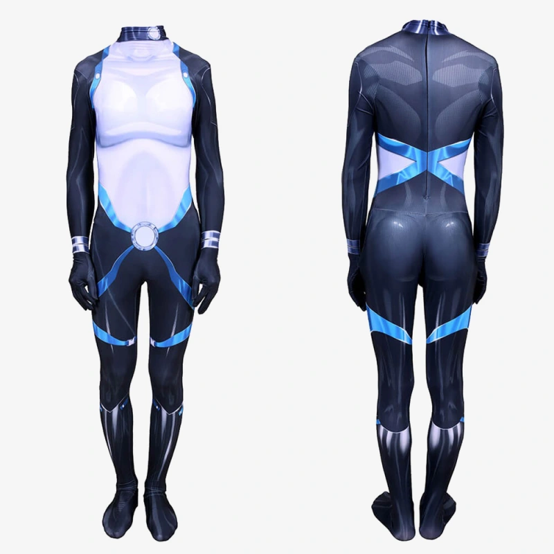X-Men Domino Costume Cosplay Suit Neena Thurman Jumpsuit Bodysuit Unibuyplus