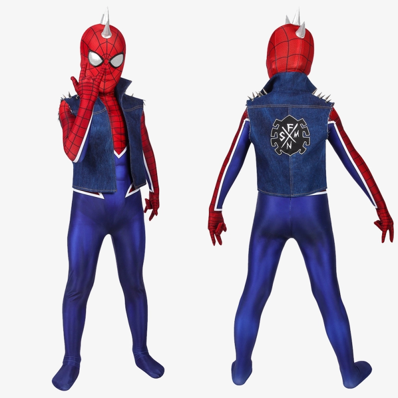 Spider-Punk Costume Cosplay Suit Kids Hobart Brown Spider-Man PS4 Unibuy