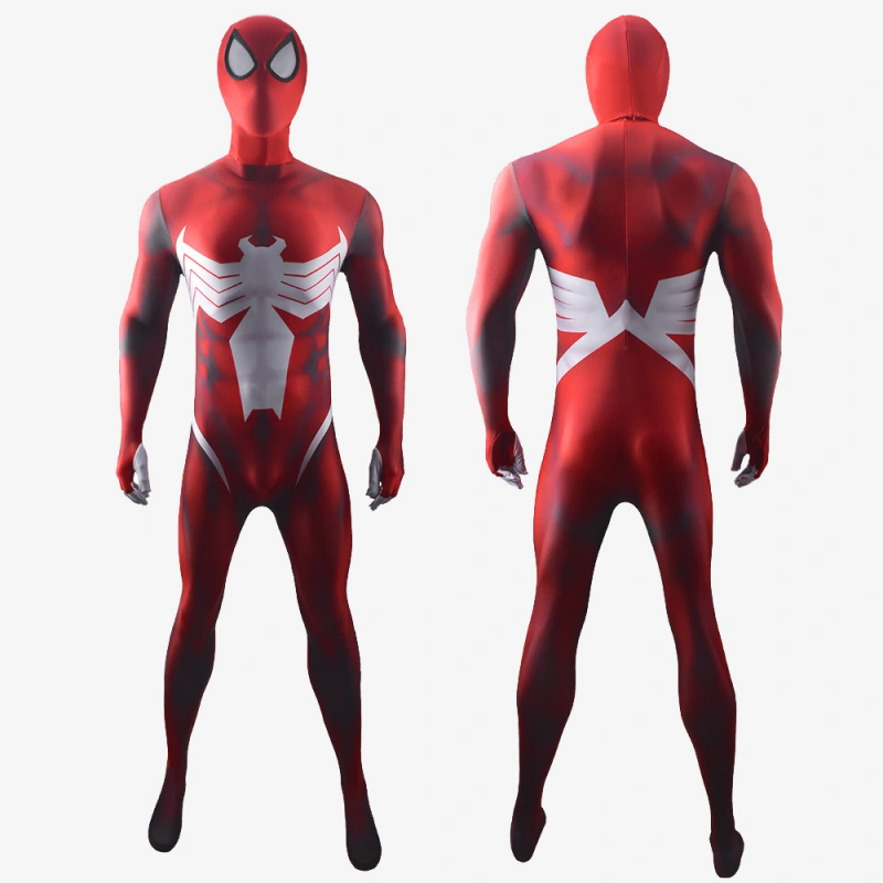 Venom Spider Man Costume Cosplay Red Symbiote Jumpsuit Bodysuit Unibuyplus
