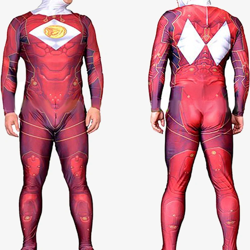 Dino Red Power Ranger Cosplay Costume Bodysuit Unibuy