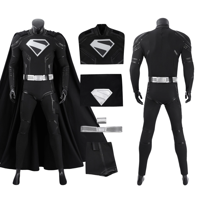 Superman Legacy Black Costume Cosplay Suit Clark Kent Cloak Unibuyplus