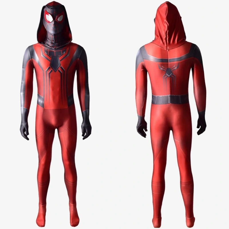 Spider-Man PS5 Costume Miles Morales Cosplay Costume Crimson Cowl Suit Unibuy