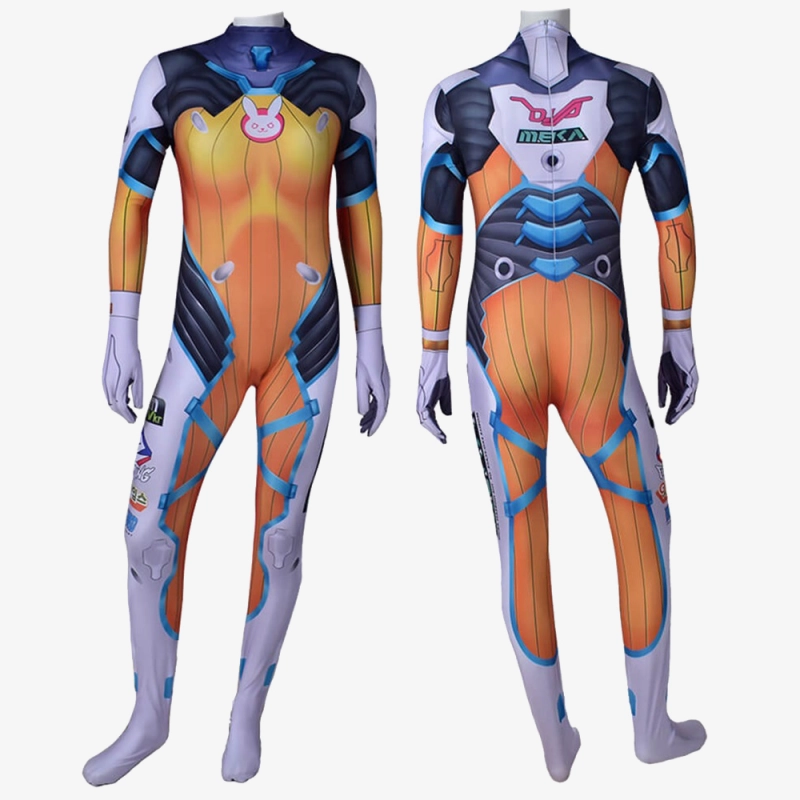 Overwatch D.VA Blueberry Costume Cosplay Outfits Jumpsuit Bodysuit Unibuy