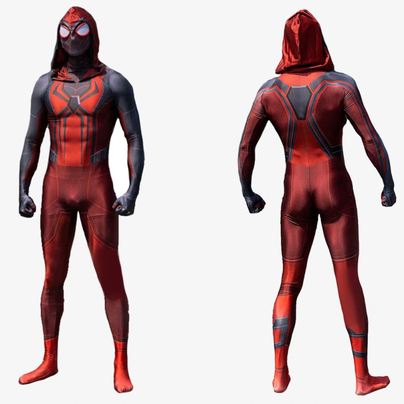 Miles Morales Crimson Cowl Suit Spider-man PS5 Costume Cosplay Bodysuit For Men Kids Unibuy