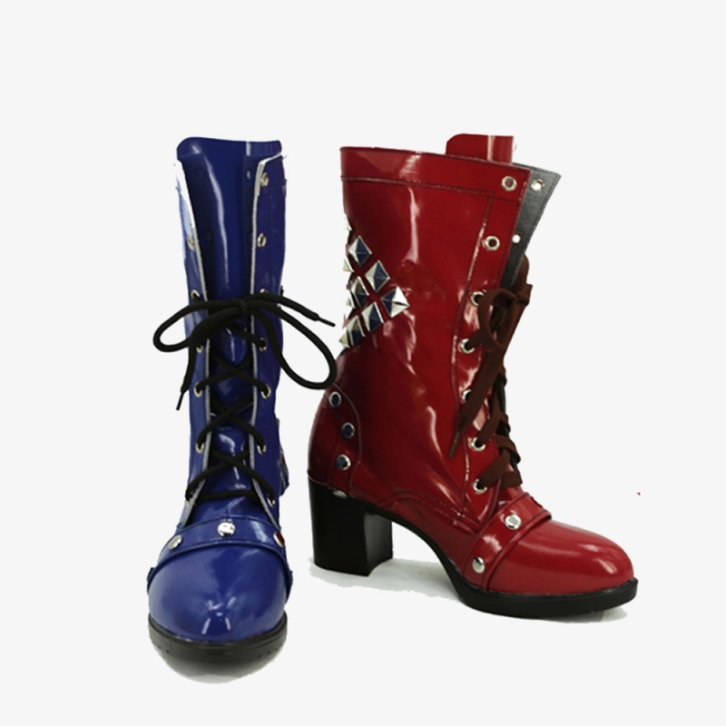 Batman Arkham Knight Harley Quinn Shoes Cosplay Red Blue Rivet Women Boots Unibuy
