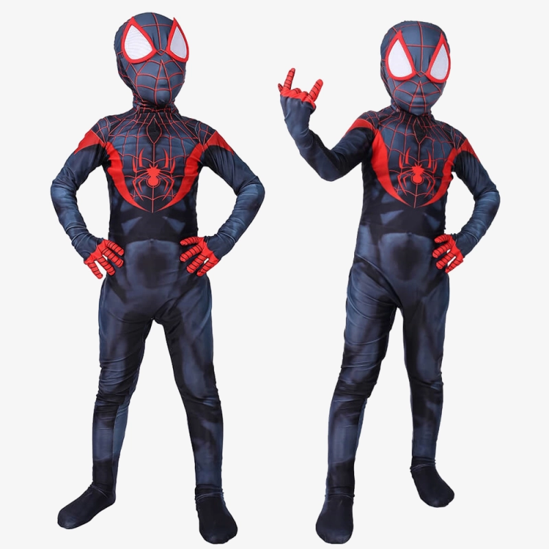 Miles Morales Costume Cosplay Suit Kids Spider-Man: Into the Spider-Verse Jumpsuit Unibuy