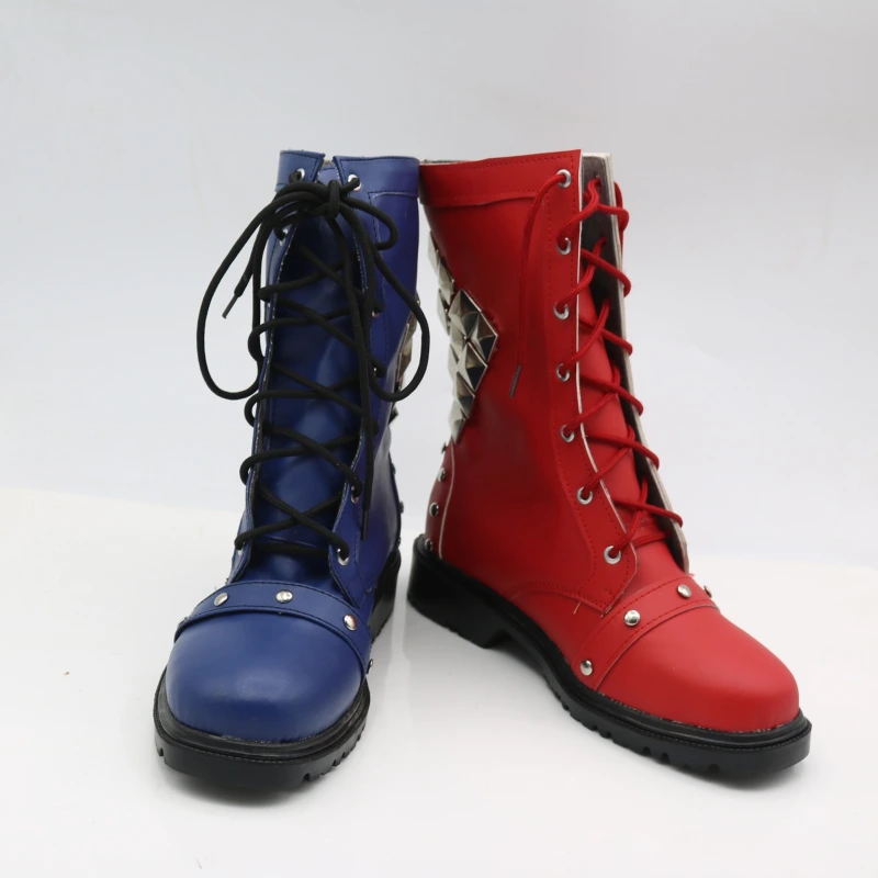 Batman Arkham Knight Harley Quinn Shoes Cosplay Red Blue Rivet Women Boots Ver 1 Unibuy