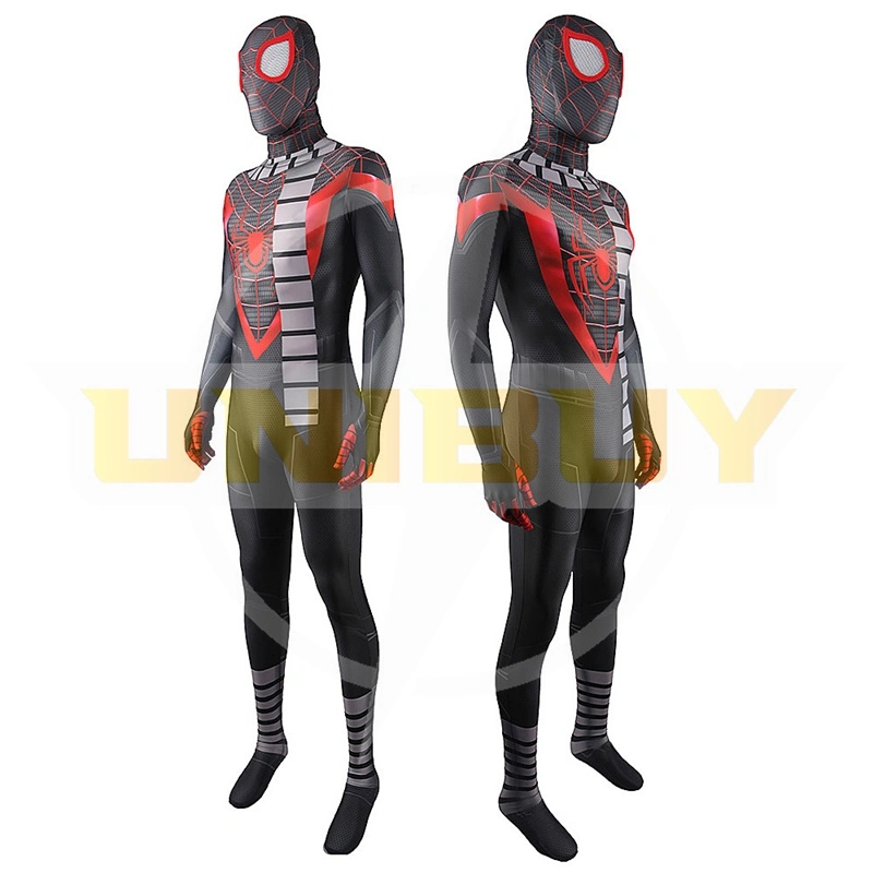 Spider Man PS5 Miles Morales Suit Costume Cosplay Suit with Scarf For Men Kids Unibuyplus