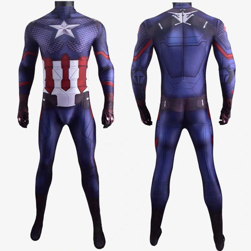 Avengers Endgame Captain America Costume Cosplay Jumpsuit Bodysuit for Kids Adult Unibuy