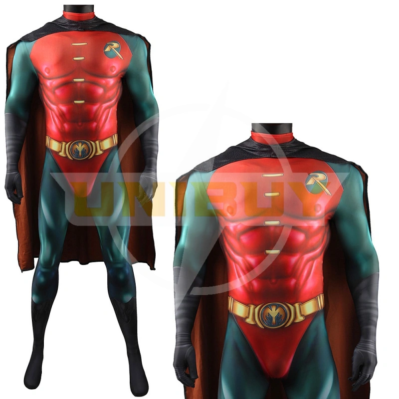 Batman Forever Robin Bodysuit Costume Cosplay with Cloak Unibuyplus