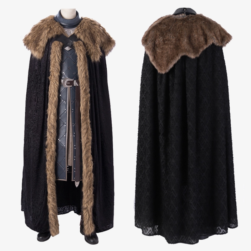 Game of Thrones S8 Jon Snow Costume Cosplay Suit With Cloak Unibuyplus