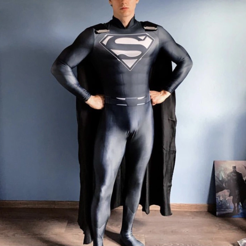 Superman Costume Cosplay Black Suit Clark Kent Crisis on Infinite Earths Unibuyplus