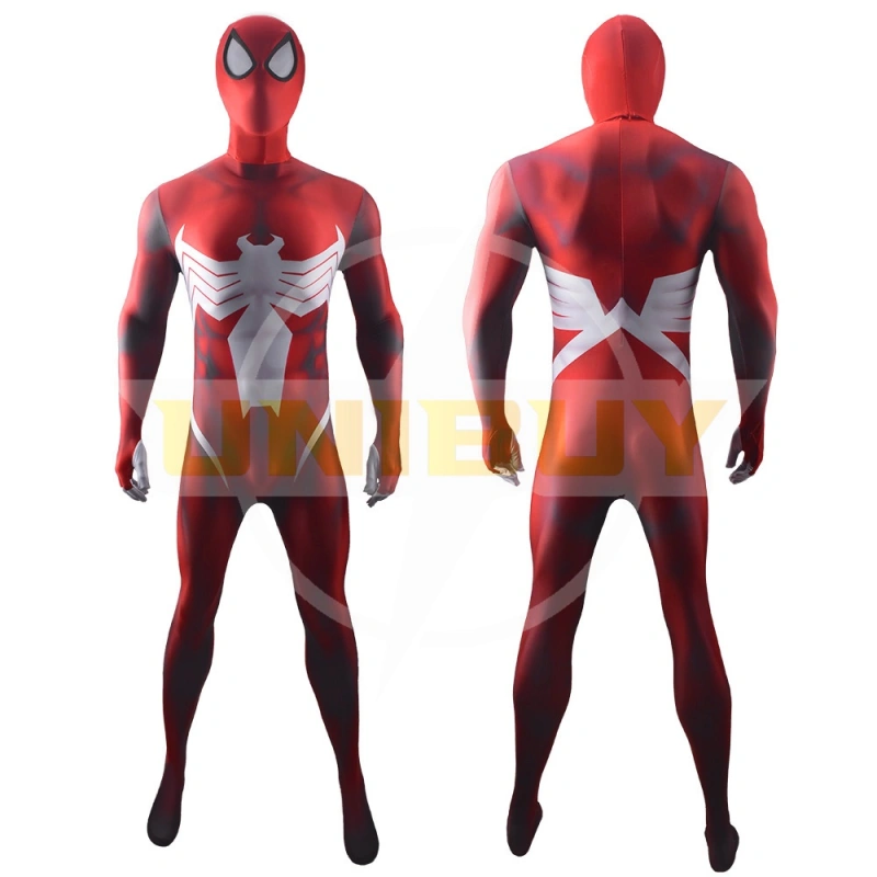 Venom Spider Man Costume Cosplay Red Symbiote Jumpsuit Bodysuit Unibuyplus