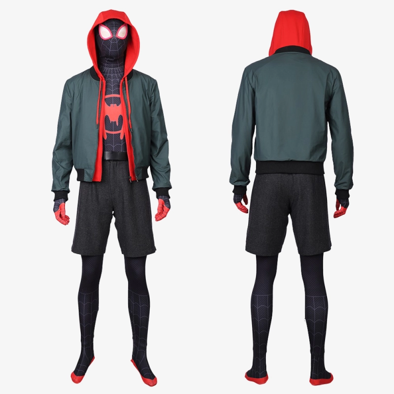 Spider Man: Into the Spider Verse Miles Morales Costume Cosplay Suit With Jacket Ver 2 Unibuyplus