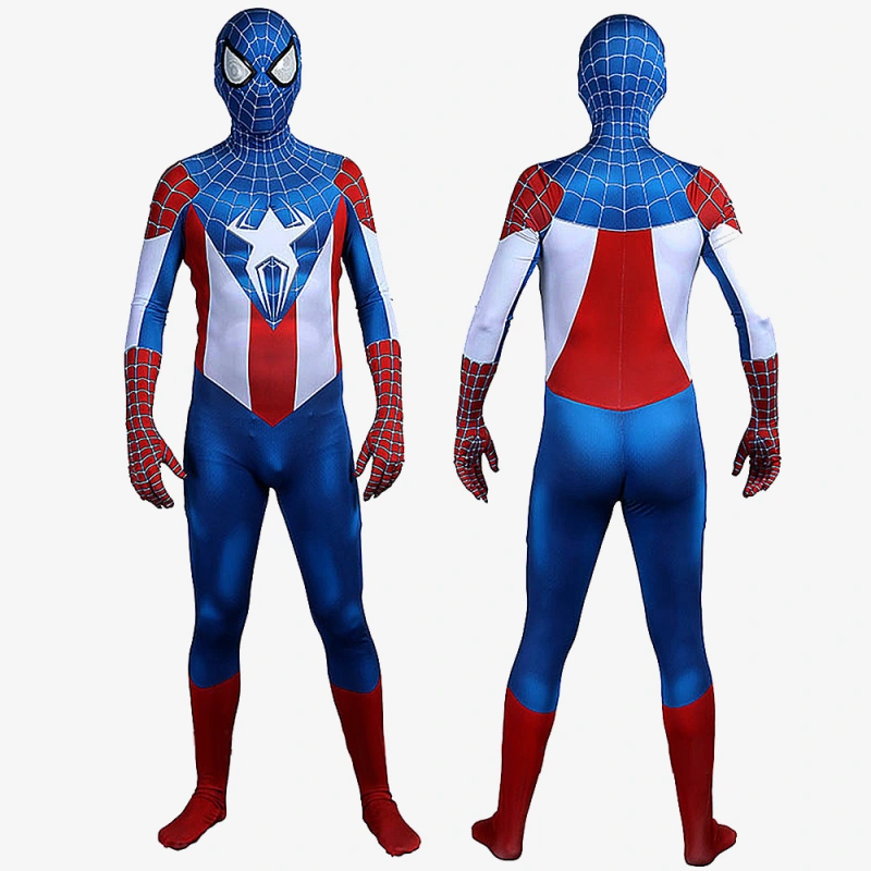 Captain America Spider Man Costume Cosplay Suit Bodysuit For Men Kids Unibuyplus