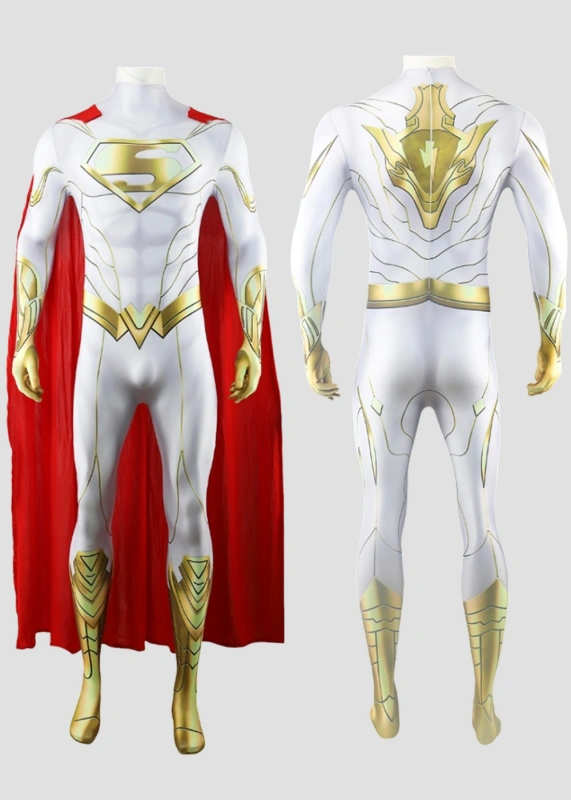 Superman The Man of Steel Bodysuit Costume Cosplay White Suit with Cloak For Kids Adult Unibuy