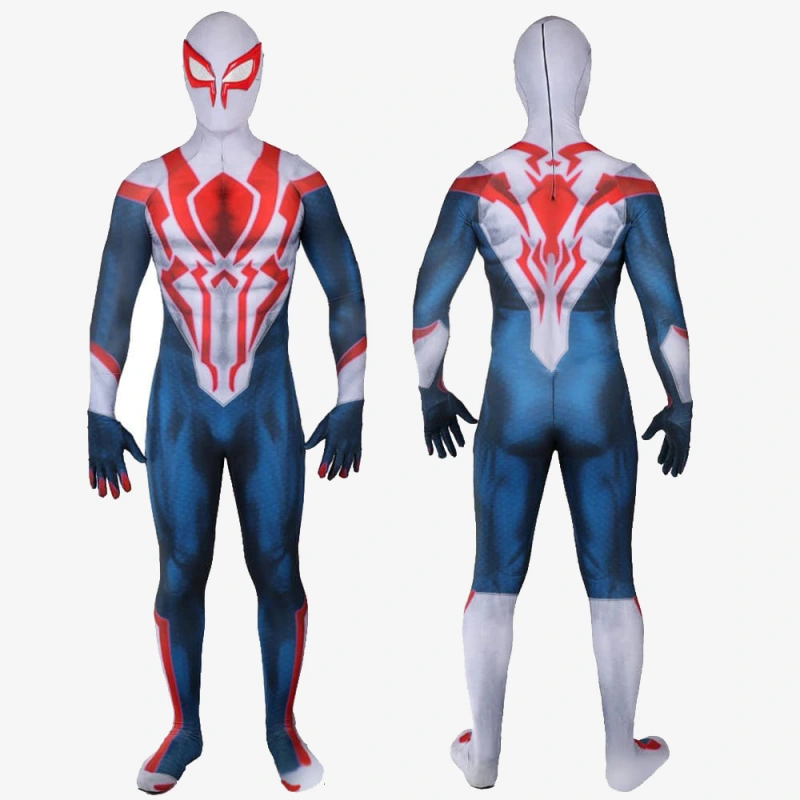 Spider Man PS4 Spider-Man 2099 White Suit Cosplay Costume Blue Ver For Kids Adult Unibuy