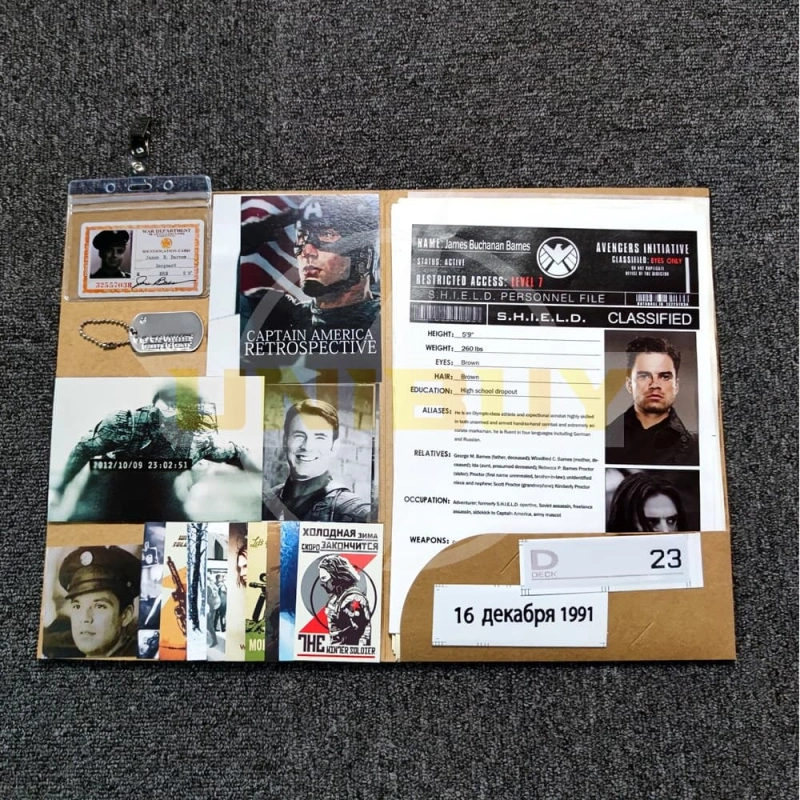 Winter Soldier Files S.H.I.E.L.D. Bucky Barnes Paper Props Movie Props Unibuy