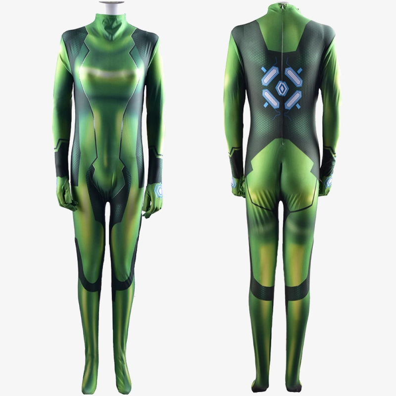 Metroid Samus Aran Green Jumpsuit Bodysuit Halloween Cosplay Costume Unibuy