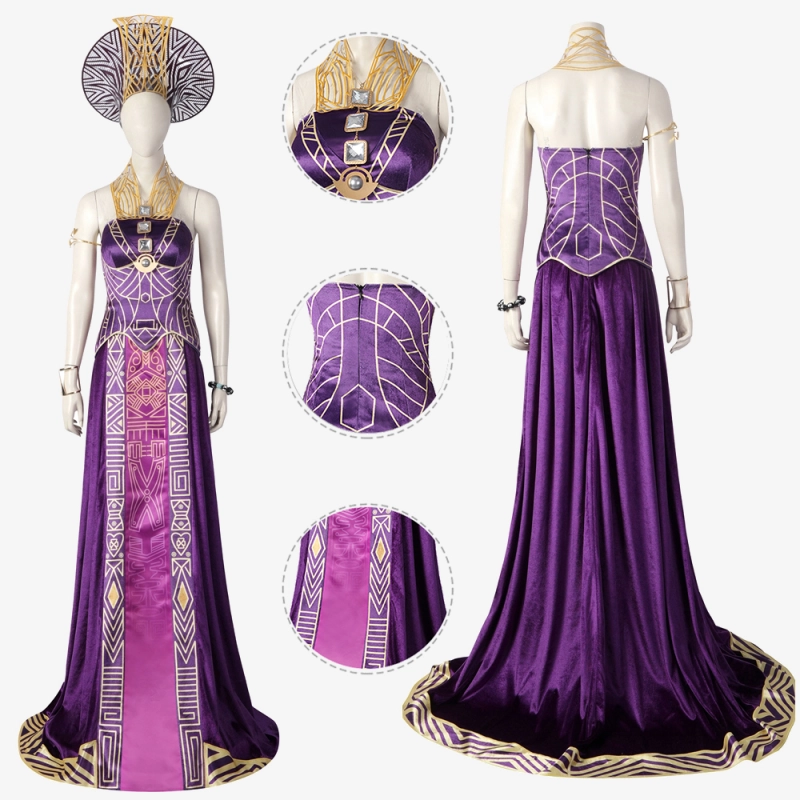 Black Panther Ramonda Dress Cosplay Costume Suit Wakanda Forever Unibuyplus