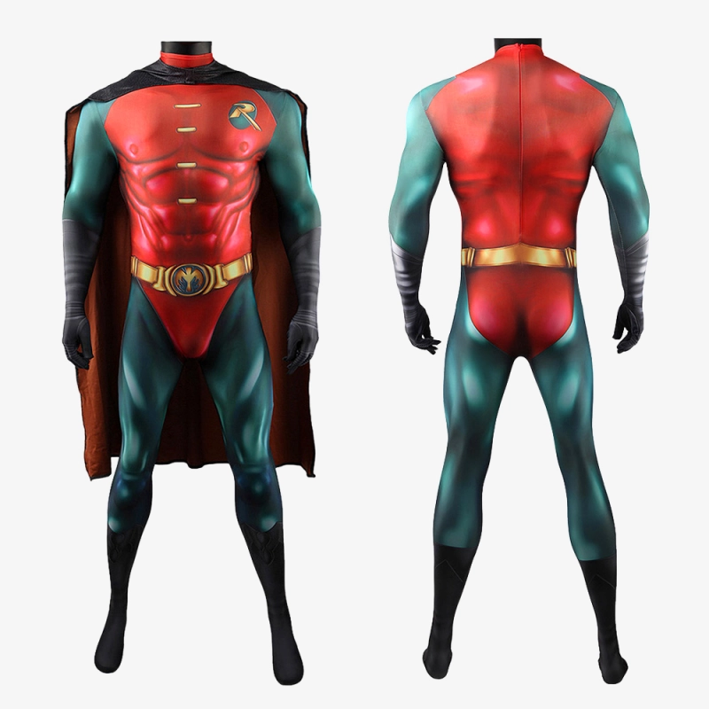 Batman Forever Robin Bodysuit Costume Cosplay with Cloak Unibuyplus
