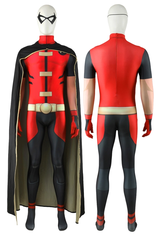 Teen Titans Robin Bodysuit Costume Cosplay with Cloak For Kids Adult Unibuyplus