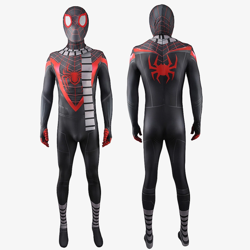 Spider Man PS5 Miles Morales Suit Costume Cosplay Suit with Scarf For Men Kids Unibuyplus