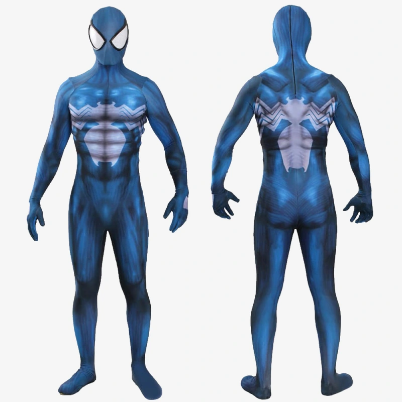 Venom Symbiote Costume Cosplay Suit Spider-Man Eddie Block Blue Jumpsuit For Kids Adult Unibuy