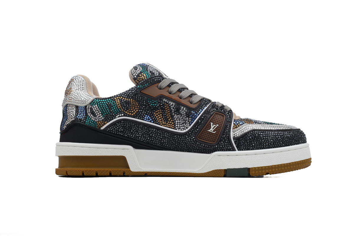 Louis Vuitton Trainer Khaki Camouflage Rhinestone