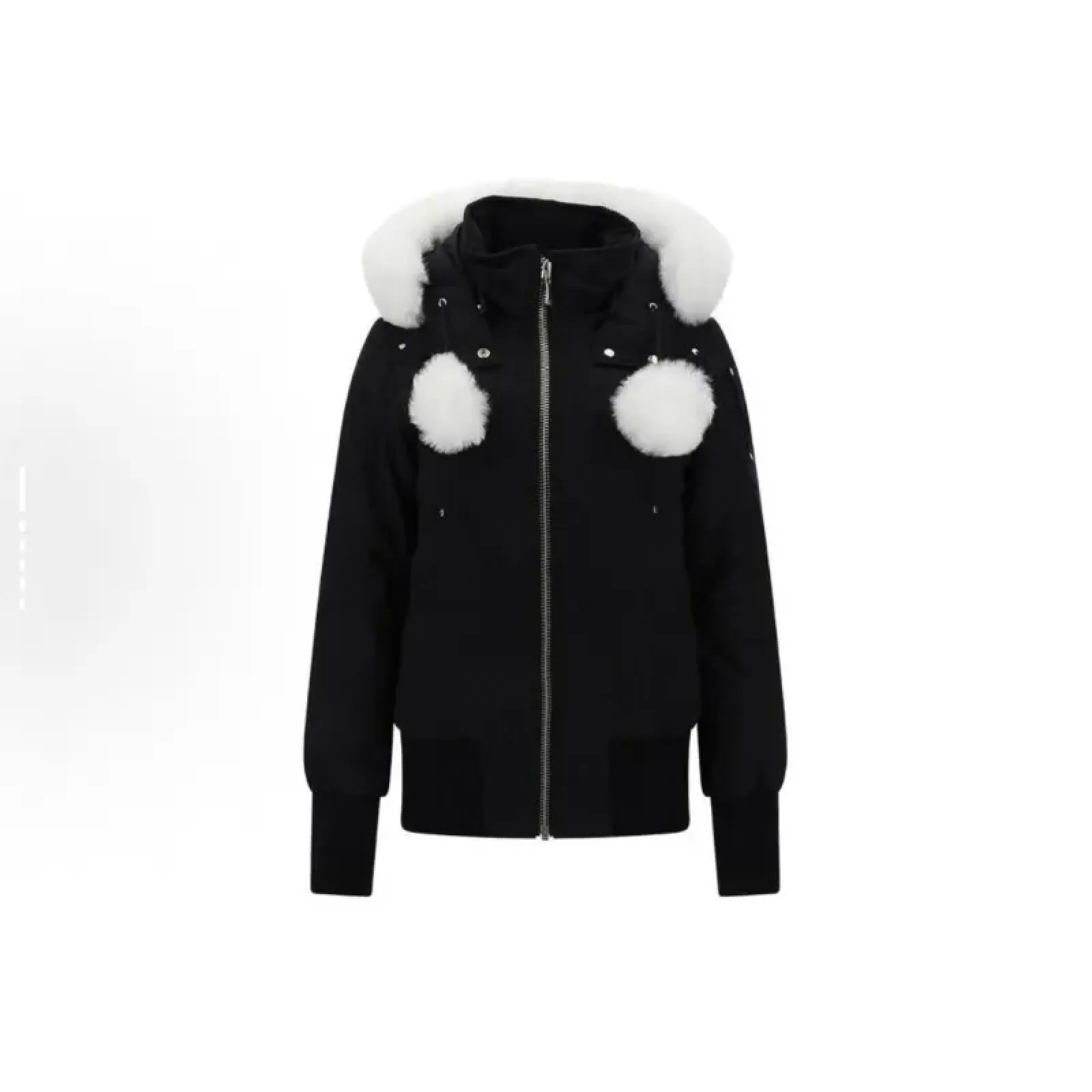 Moose Knuckles Black Jacket White Wool Collar（NFC)
