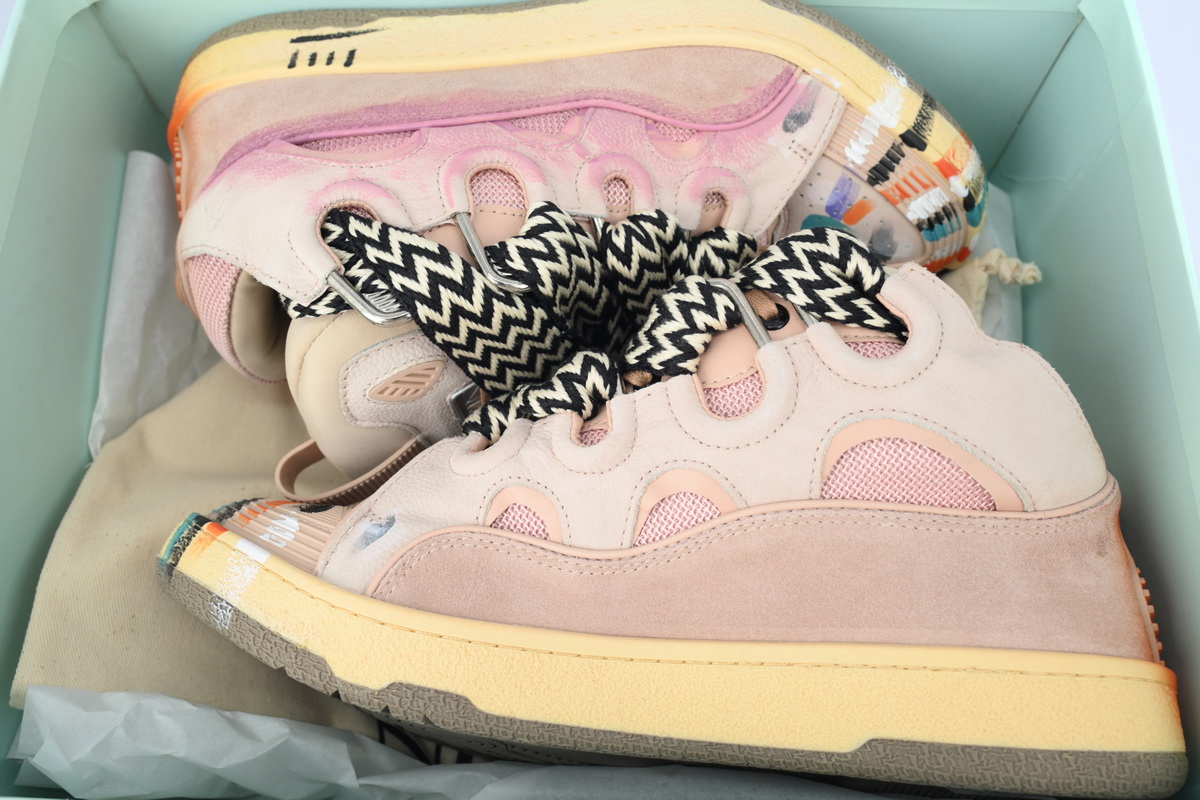 Lanvin Leather Curb x Gallery Dept Sneakers Paint Drip Pale Pink