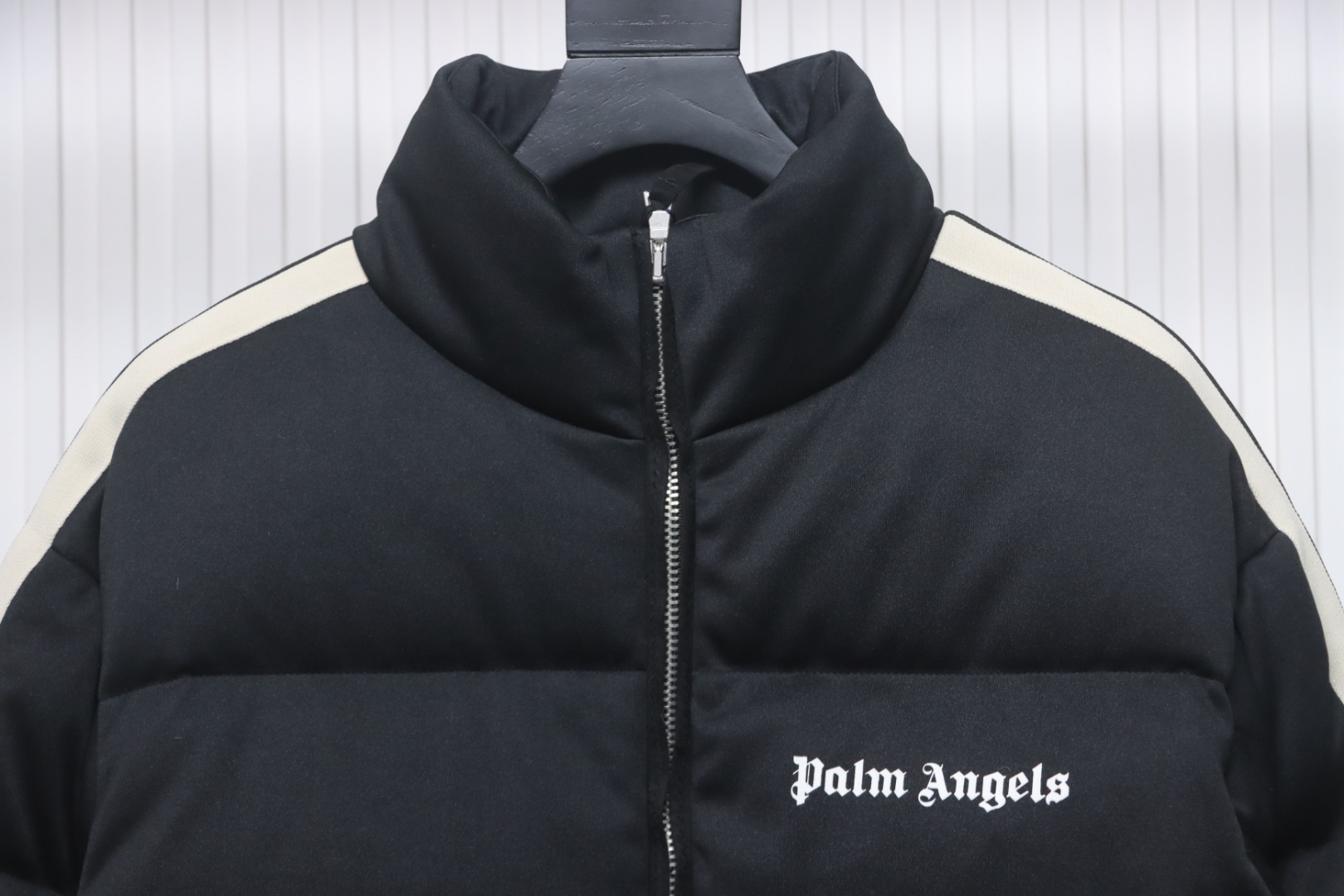 Moncler Palm Angels Striped Quilted Shell Down Jacket Black