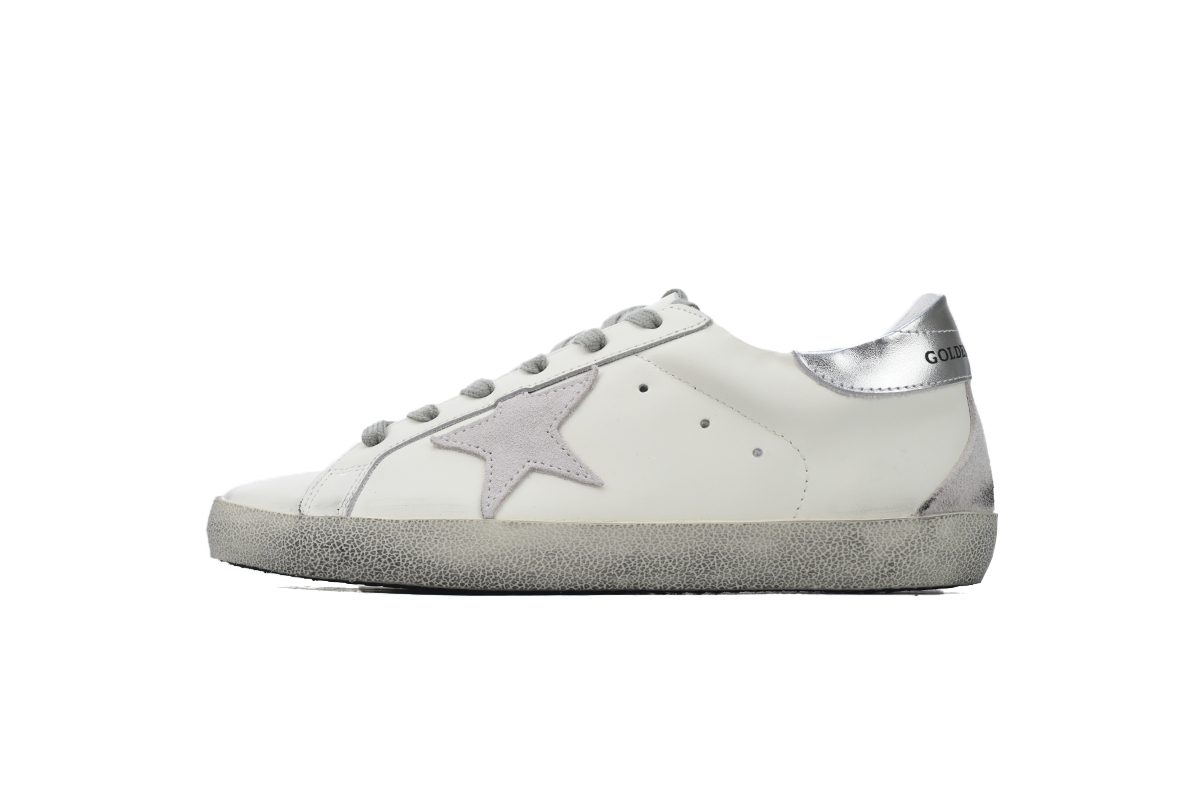 Golden Goose Super Star White Silver Heel