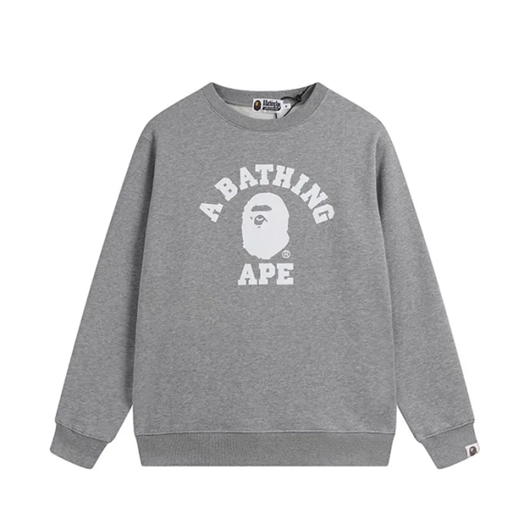 BAPE Printed Letter Crew-neck Hoodie Black & Grey